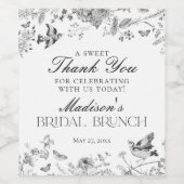 Black Toile De Jouy Floral Bridal Brunch Favoriten Weinetikett (Einzelnes Label)