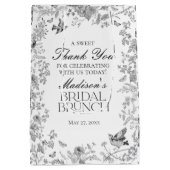 Black Toile De Jouy Floral Bridal Brunch Favors Mittlere Geschenktüte (Rückseite)
