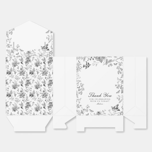 Black Toile De Jouy Floral Dessert Favor Boxes Geschenkschachtel (Ungefaltet)