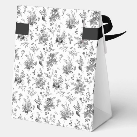 Black Toile De Jouy Floral Dessert Favor Boxes Geschenkschachtel (Rückseite)
