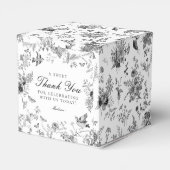 Black Toile De Jouy Floral Dessert Favor Boxes Geschenkschachtel (Rückseite)