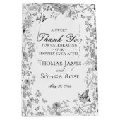 Black Toile De Jouy Floral Wedding Party Favors Mittlere Geschenktüte (Vorderseite)