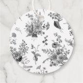 Black Toile De Jouy Vintage Blumentaufe Geschenkanhänger (Rückseite)