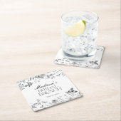 Black Toile De Jouy Vintage Floral Bridal Brunch Rechteckiger Pappuntersetzer (Vor Ort)