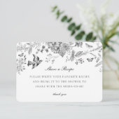 Black Toile Floral Share Recipe Invitation Insert (Stehend Vorderseite)
