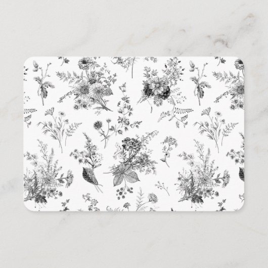 Black Toile Floral Share Recipe Invitation Insert (Rückseite)