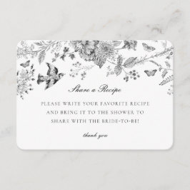Black Toile Floral Share Recipe Invitation Insert