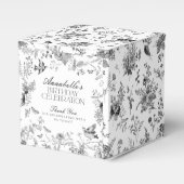 Black Toile Jouy Floral Birthday Party Favor Box Geschenkschachtel (Vorderseite)
