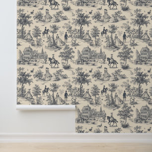 Black Toile Shabby Chic De Jouy Vintag Elegante Tapete