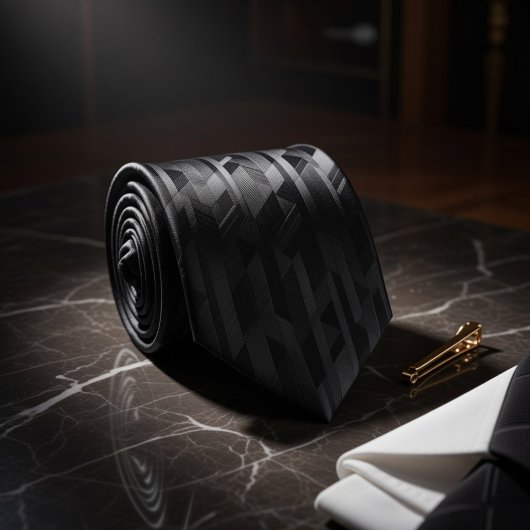 Black Tonal Geometric Krawatte