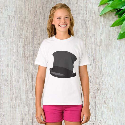 Black Top Hat Girls T - Shirt