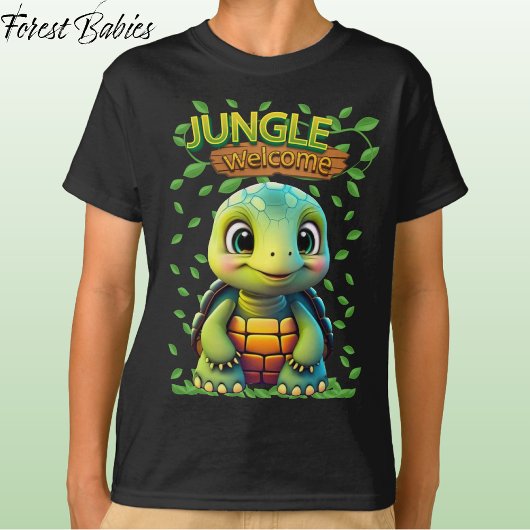 Black Tortoise Cute Turtle Animal Cartoon Graphic T-Shirt