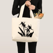 BLACK - Tote bag con Flor del paraiso en negro Jumbo Stoffbeutel (Vorderseite (Produkt))