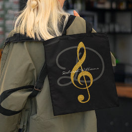 Black Tote Bag mit ihrem Namen und ihrem Klappen Tasche