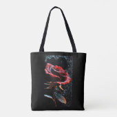 "Black Tote Bag with Rote Rose Design" Tasche (Rückseite)