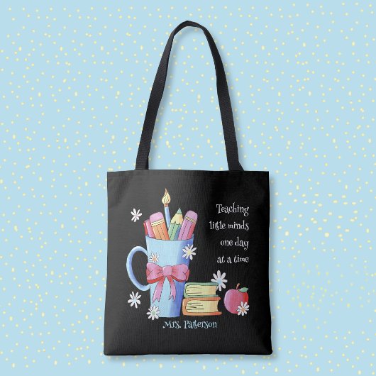 Black Tote Tasche mit Zitat und Name