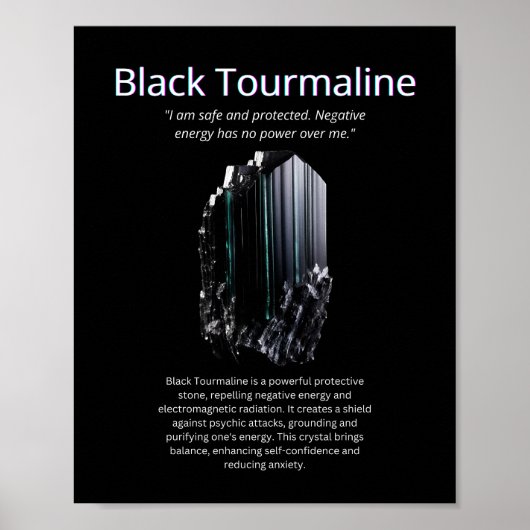 Black Tourmaline Crystal Stone Bedeutung Poster (Vorne)