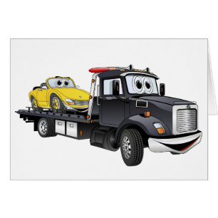 Black Tow Truck Flatbed Cartoon