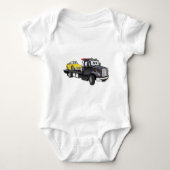 Black Tow Truck Flatbed Cartoon Baby Strampler (Vorderseite)