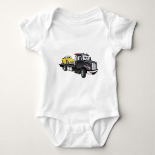 Black Tow Truck Flatbed Cartoon Baby Strampler