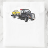 Black Tow Truck Flatbed Cartoon Ovaler Aufkleber (Tasche)