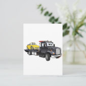 Black Tow Truck Flatbed Cartoon Postkarte (Stehend Vorderseite)