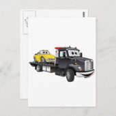 Black Tow Truck Flatbed Cartoon Postkarte (Vorne/Hinten)