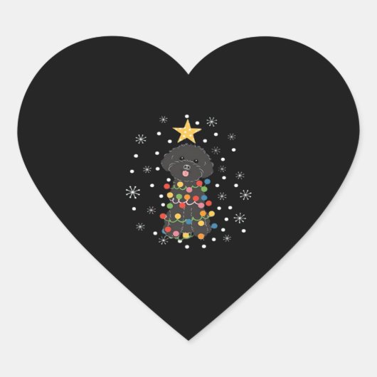 Black Toy Poodle Christmas Tree Klassischer T - Sh Herz-Aufkleber (Vorderseite)