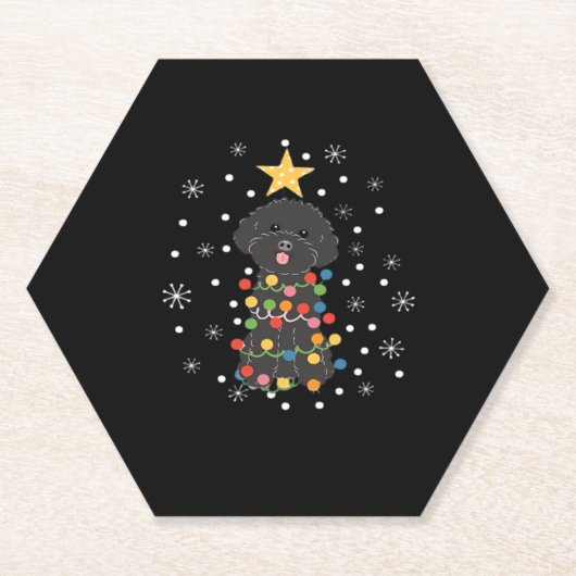 Black Toy Poodle Christmas Tree Klassischer T - Sh Untersetzer (Vorderseite)