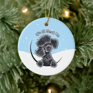 Black Toy Poodle Its all About Me Christmas Keramik Ornament