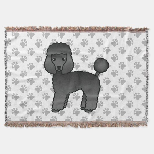 Black Toy Poodle Niedlich Cartoon Dog Decke (Vorderseite)
