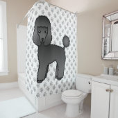 Black Toy Poodle Niedlich Cartoon Dog Duschvorhang (Beispiel)