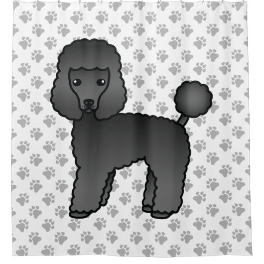 Black Toy Poodle Niedlich Cartoon Dog Duschvorhang (Vorderseite)