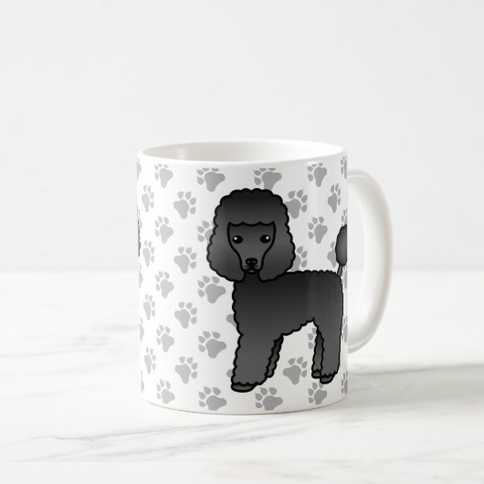 Black Toy Poodle Niedlich Cartoon Dog Kaffeetasse (VorderseiteRechts)