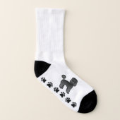 Black Toy Poodle Niedlich Cartoon Dog & Paws Socken (Rechts - Außen)