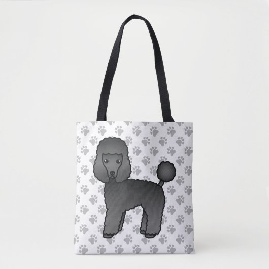 Black Toy Poodle Niedlich Cartoon Dog Tasche (Vorderseite)