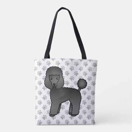 Black Toy Poodle Niedlich Cartoon Dog Tasche (Rückseite)