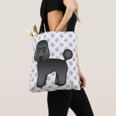 Black Toy Poodle Niedlich Cartoon Dog Tasche (Von Nahem)