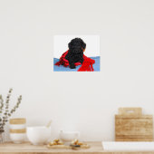 Black Toy Poodle Welpe mit rotem Schal Poster (Küche)