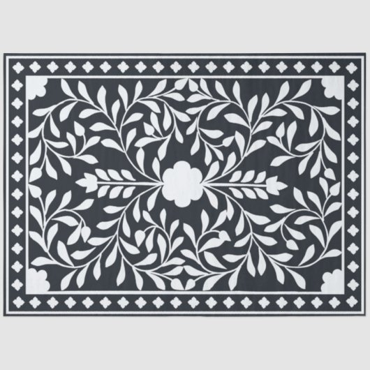 Black Traditional Bone Inlay Decoupage Paper Seidenpapier (Vorderseite)