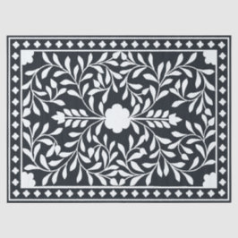 Black Traditional Bone Inlay Decoupage Paper Seidenpapier