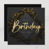 Black Traditional Happy Birthday Card (Vorne/Hinten)