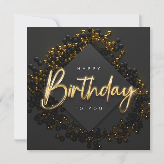 Black Traditional Happy Birthday Card (Vorderseite)