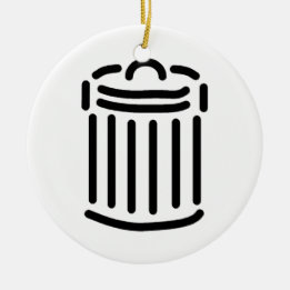 Black Trash Can Symbol Keramikornament