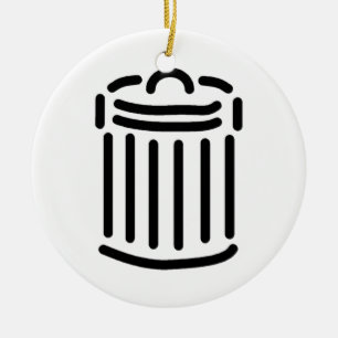 Black Trash Can Symbol Keramikornament