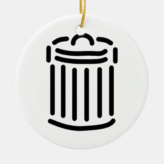 Black Trash Can Symbol Keramikornament (Vorne)
