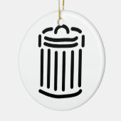 Black Trash Can Symbol Keramikornament (Links)