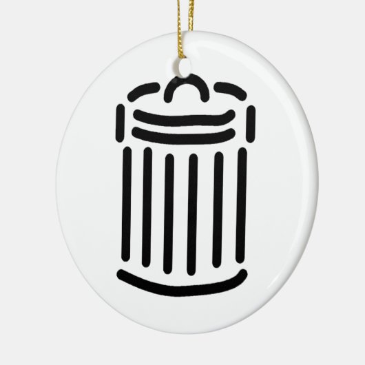 Black Trash Can Symbol Keramikornament (Links)