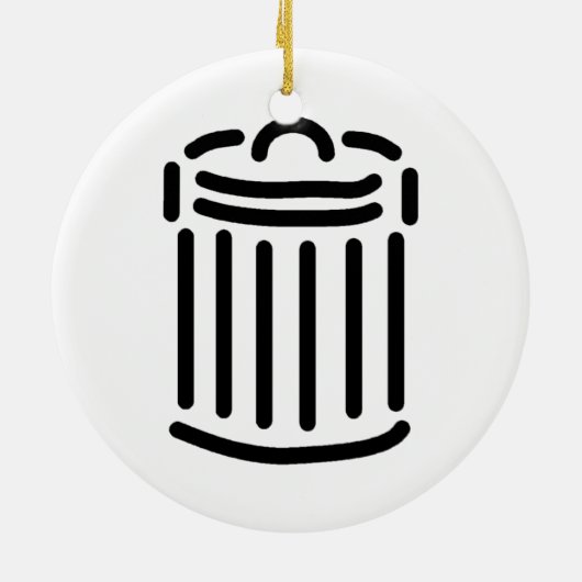 Black Trash Can Symbol Keramikornament (Hinten)