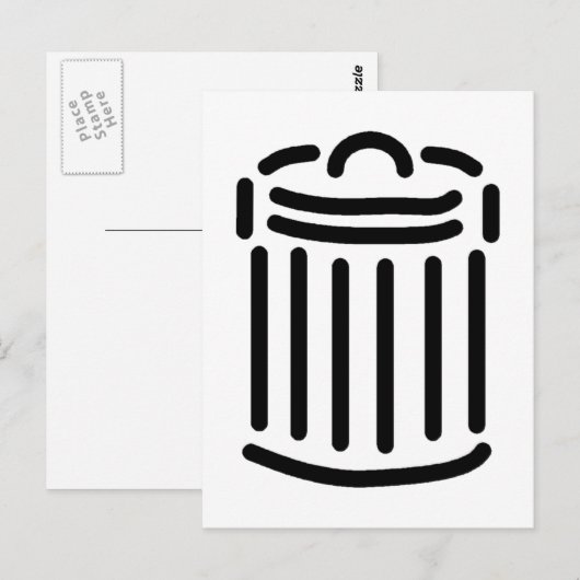 Black Trash Can Symbol Postkarte (Vorne/Hinten)